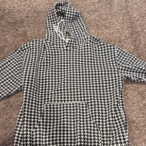 Black and White Houndstooth Hoodie (printed on Independent Trading Co hoodie)